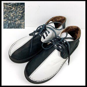 Men's Leather Black/White Split Toe Chukka Boots Italy Sz 8 - 8.5